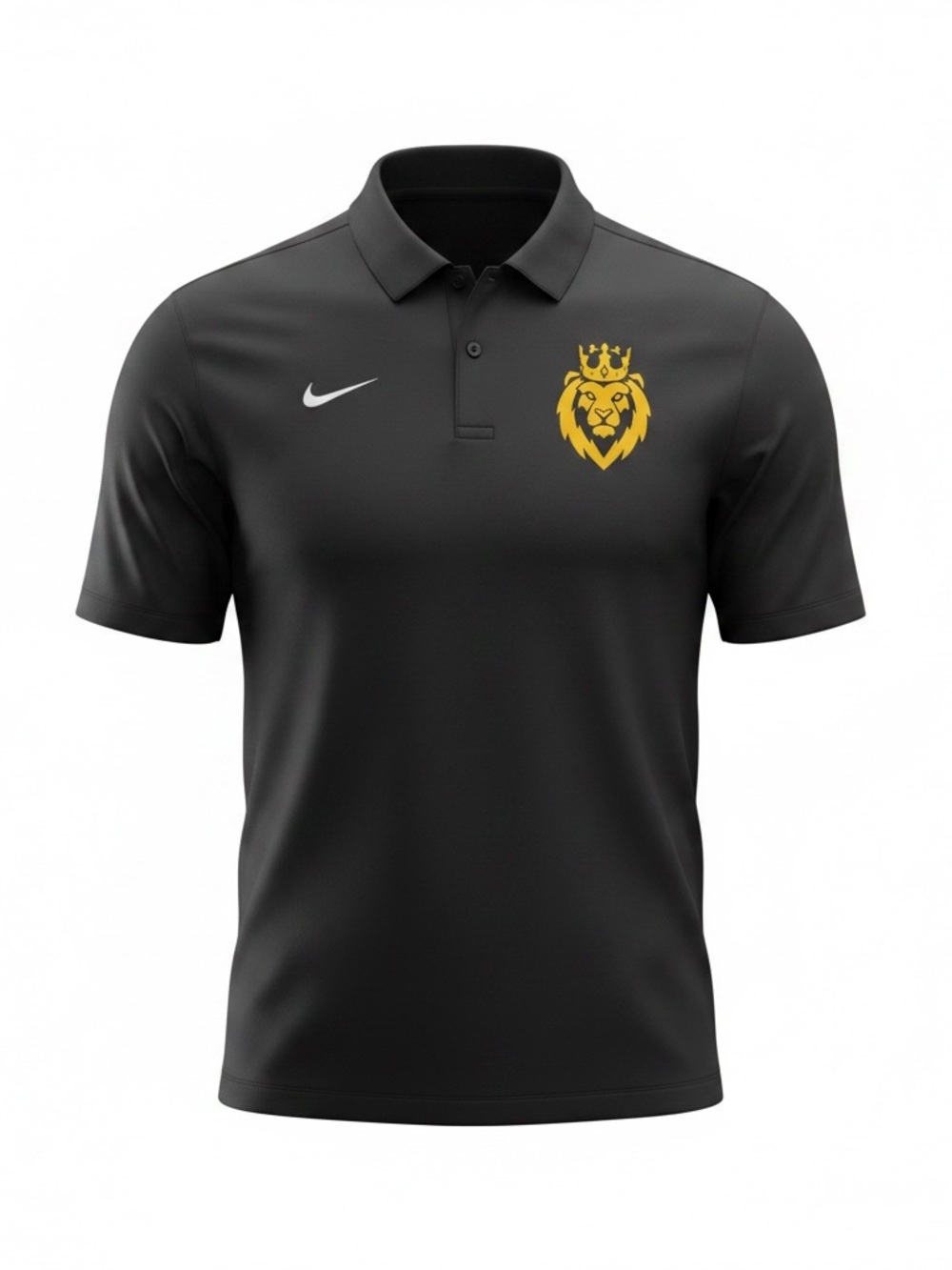 Nike Black Polo with Yellow Lion Crest and White Swoosh - Men's